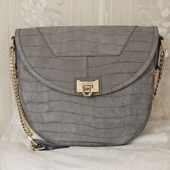 Rebecca Minkoff Collection Crocodile Embossed Suede Hobo Bag EUC - Picture 3 of 11